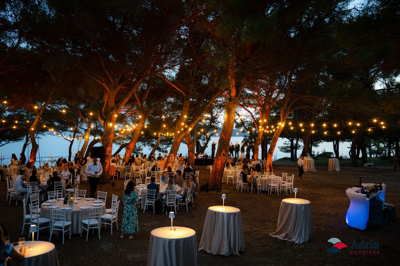 Evening dinner under the pines by the sea at AI Powered Medicine 2026 in Split